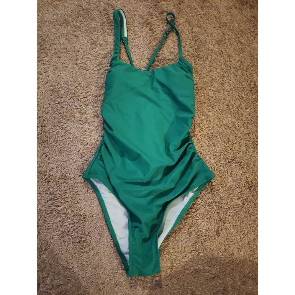 LADIES GREEN   ONE PIECE SWIMSUIT ~ MEDIUM, Lace Up Back, New